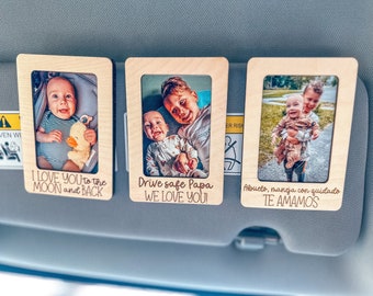 Personalized Picture Frame| Car Visor Clip| Father's Day Gift| Custom Photo Father's Day Frame|Gift for Dad Gift for Grandpa| Car Visor Clip