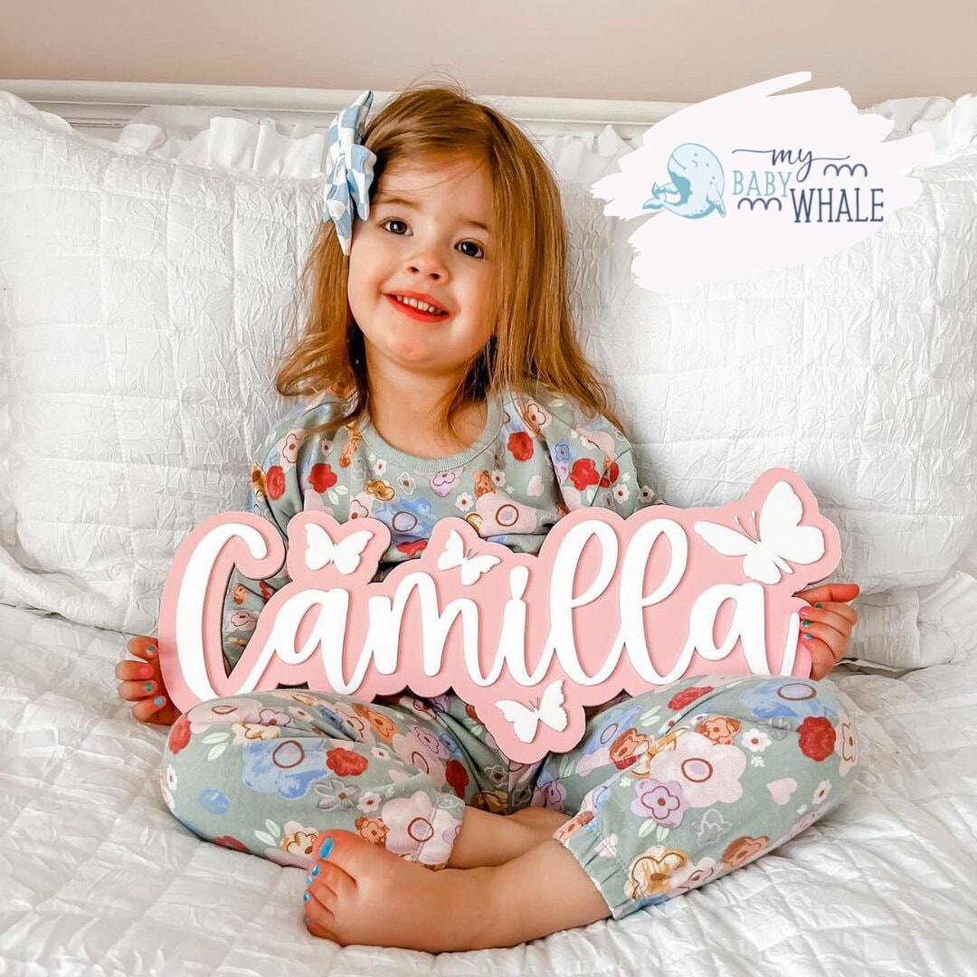 Nursery Name Sign Butterflies Nursery Wall Decor Sign 3D Nursery Sign