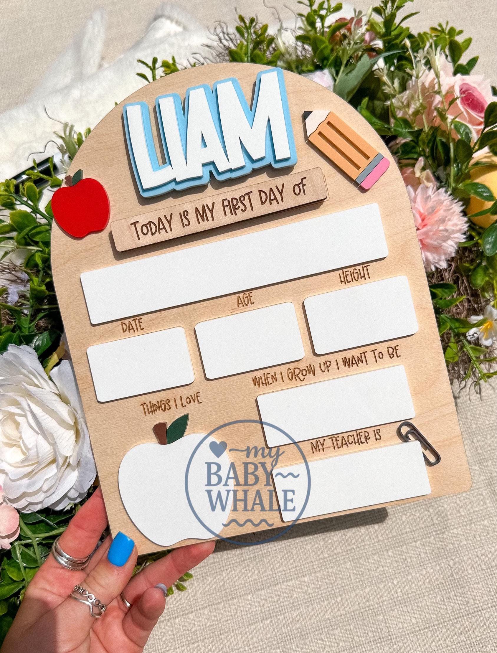 First or Last Day of School Sign | Custom Name Back to School Board for Kids | Personalized Photo Prop | Reusable School Keepsake