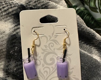 Purple boba earrings