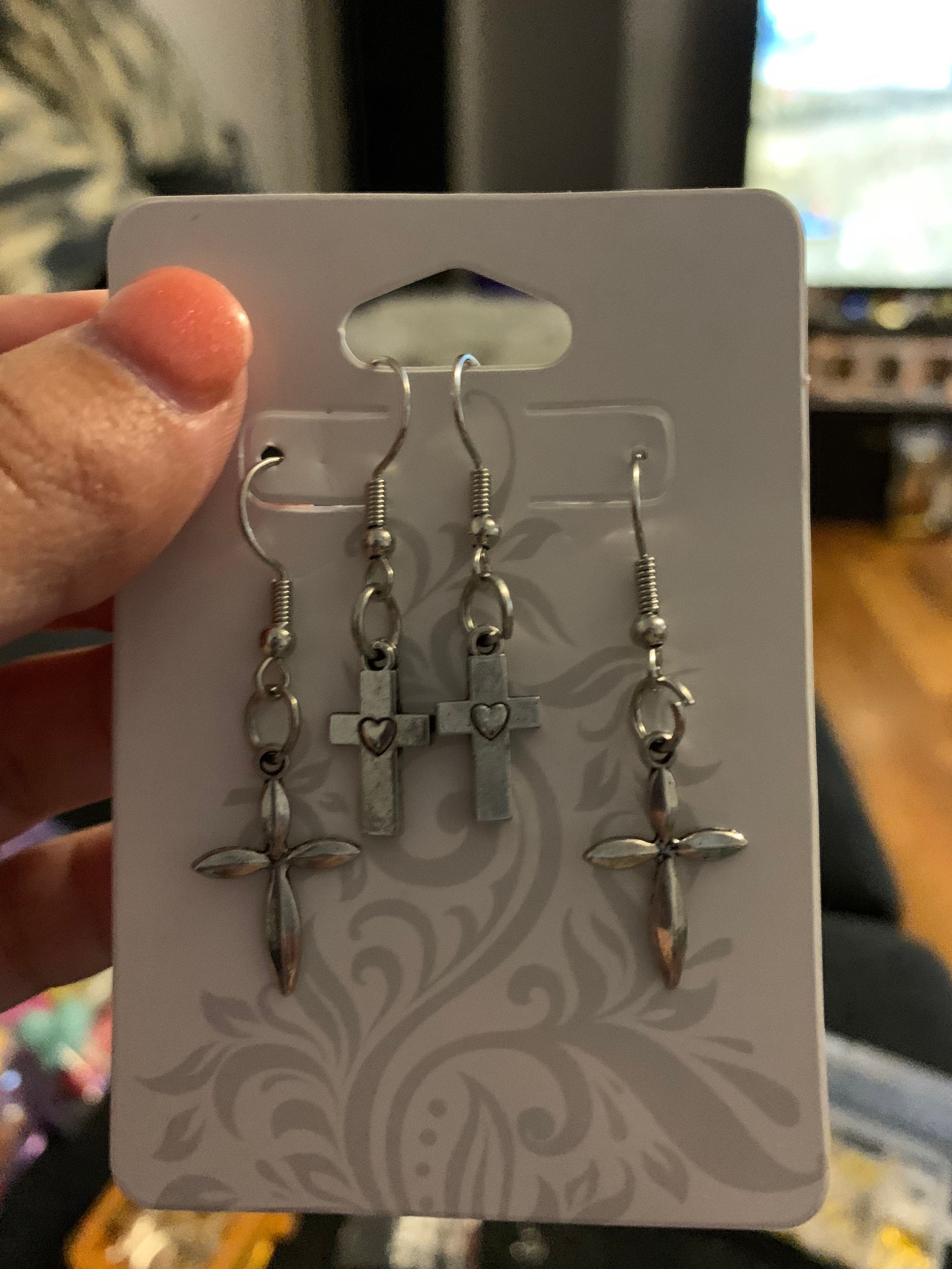 Cross Earrings Set Etsy