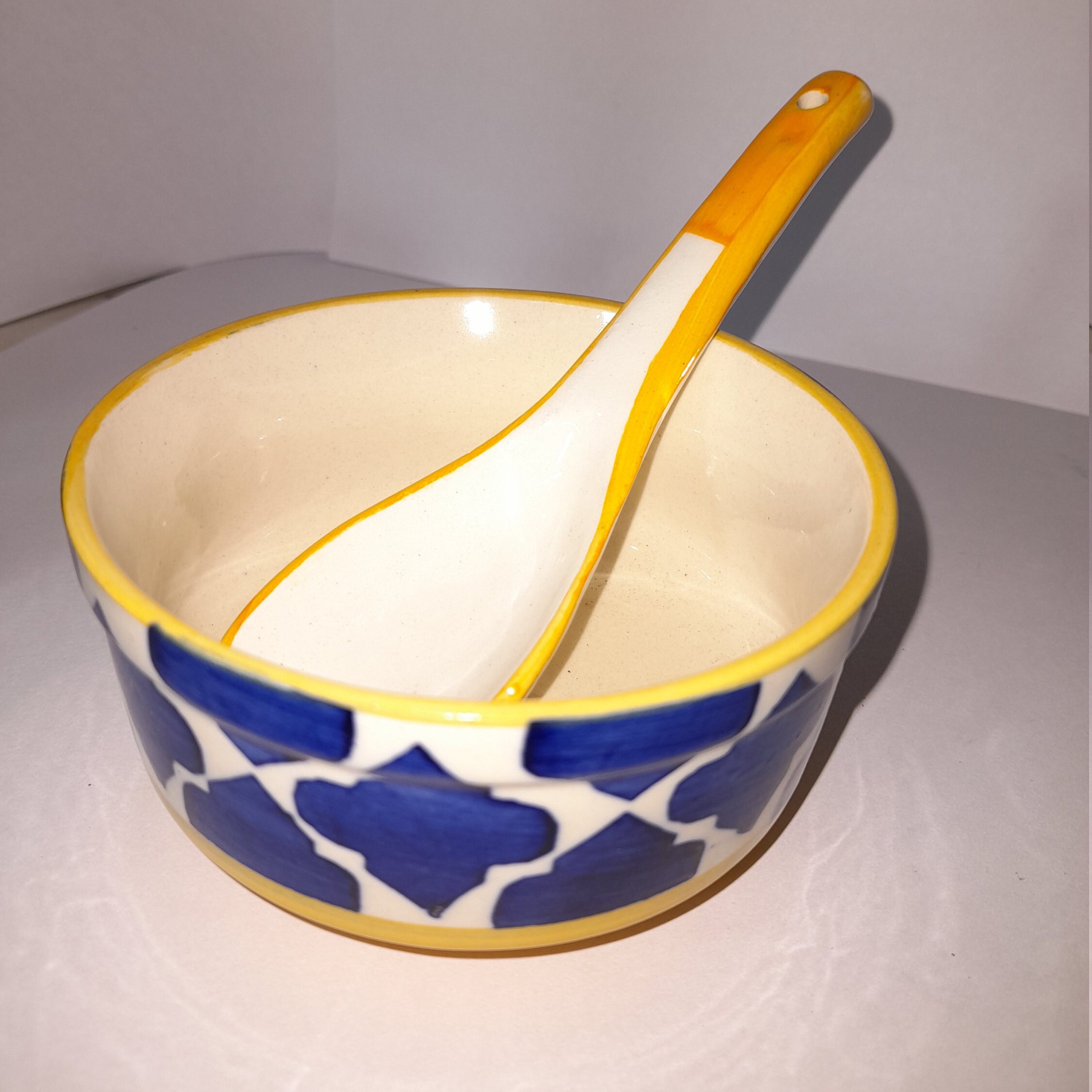 Unique Hand Painted Ceramic Soup Bowl with spoon Etsy