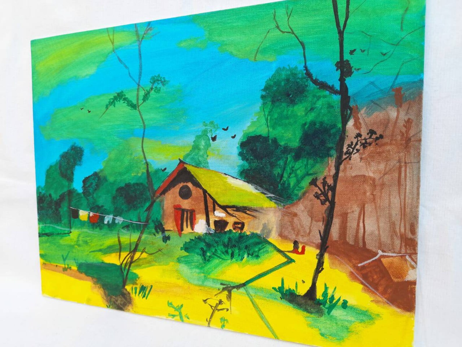 Realistic Village View Watercolour Painting Etsy