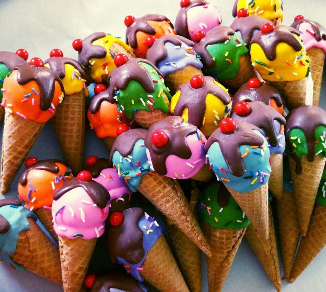 Ice Cream Cone Cake Pops 1 Dozen Etsy