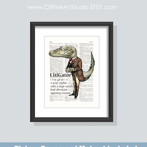 Lawyer print, "LitiGator", Funny Lawyer print, Lawyer gift, Law Student gift, Law Office Decor, Law print, Law Office Decor, Law Art