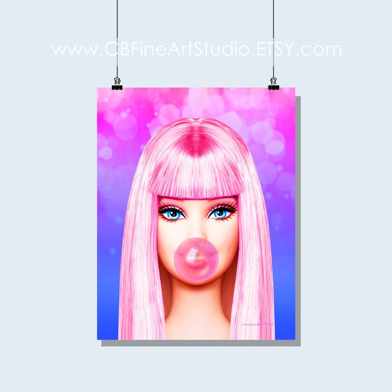 Bubble Gum Barbie, Bubble Gum Print, Pop Art, Figurative Art, Girls