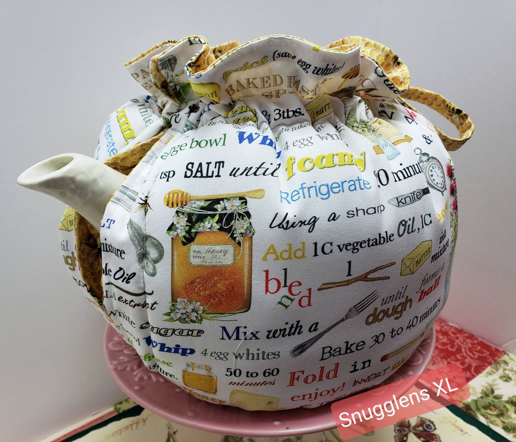 Snugglens Tea Pot Cozy Cover, Accessory, Honey, Reversible, Insulated, Handmade, Available in 5 Sizes