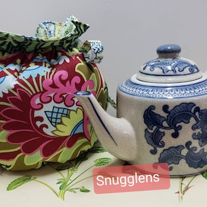 Handmade Fabric Insulated Drawstring Teapot Cozy-SALE-Snugglens