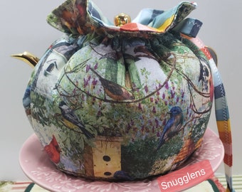 SNUGGLENS Tea Pot Cozy Cover, Tea Cozy Accessory, Birds and Birdhouses Tea Cozy, 5 Sizes