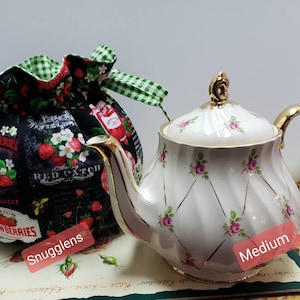 SALE-Handmade Fabric Insulated Drawstring Teapot Cozy-5 Sizes Available-SNUGGLENS