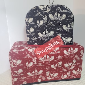 SNUGGLENS Toaster Cover, Kitchen Appliance Cover, 2 Slice Toaster Cover, 4 Slice Toaster Cover 2 Slice Long Slot, Black or Red, Roosters