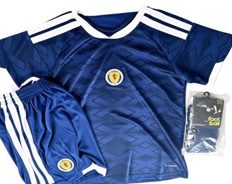 Kids Scotland World Cup Football T-shirt shorts with socks sizes 3-13 years UK Stock