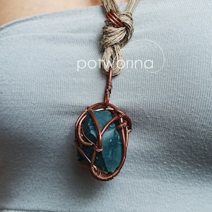 Linen necklace with solid raw jade, strength and confidence, meditation attributes, copper, chakras healing jewellery, protection jewlr