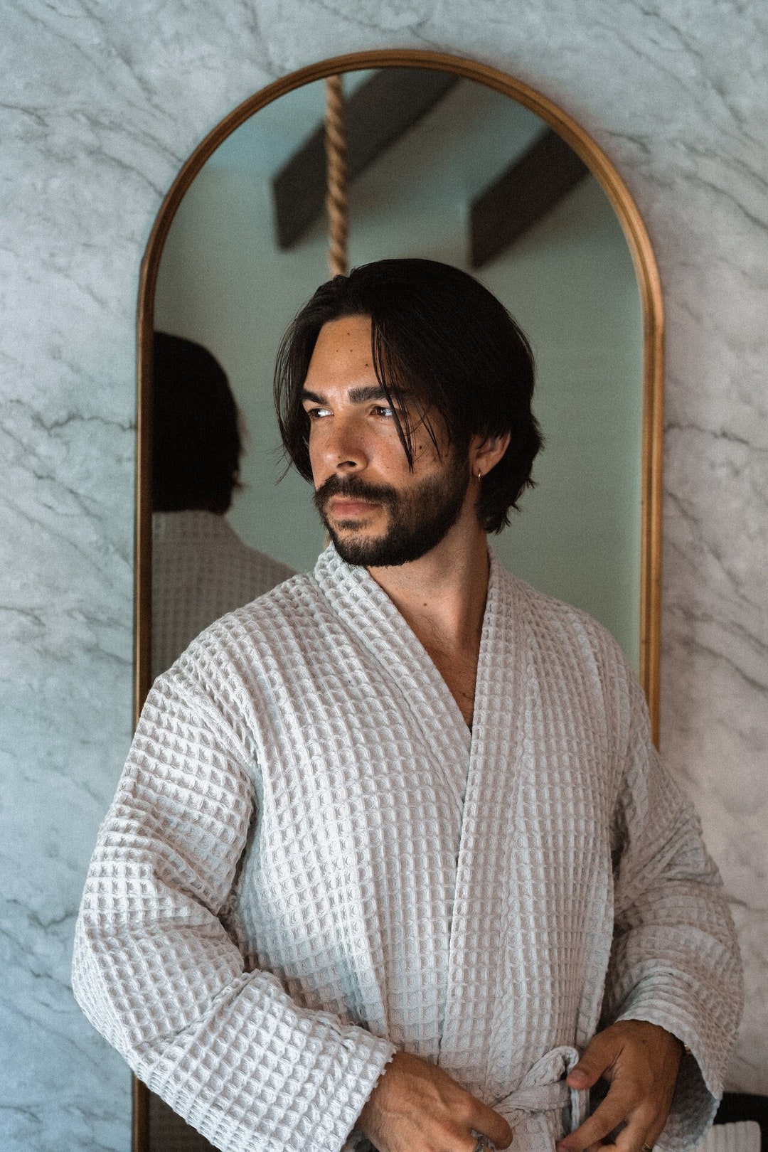 MENS Luxury Waffle Robe Organic Turkish Cotton Etsy