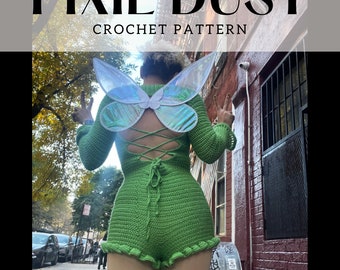 Pixie Dust ||DIGITAL DOWNLOAD, Crochet Pattern, Romper, Off Shoulder, one piece, bolero, plus size, Shrug, Size Inclusive XS-5X||