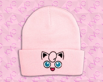 Jigglypuff | Embroidered Cuffed Beanie| Multiple Colors | Men Women Unisex Knit Winter Hat Cap