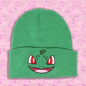 Bulbasaur | Embroidered Cuffed Beanie| Multiple Colors | Men Women Unisex Knit Winter Hat Cap
