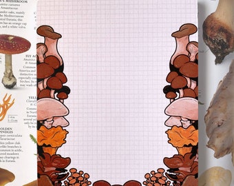 Mushroom Notepad - Cottagecore Stationery - Fungi memo pad