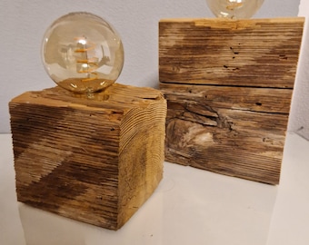 Modern rustikale Altholzlampe Altholz Holz Lampe Glühbirne Tischleuchte Sthelampe Designerlampe