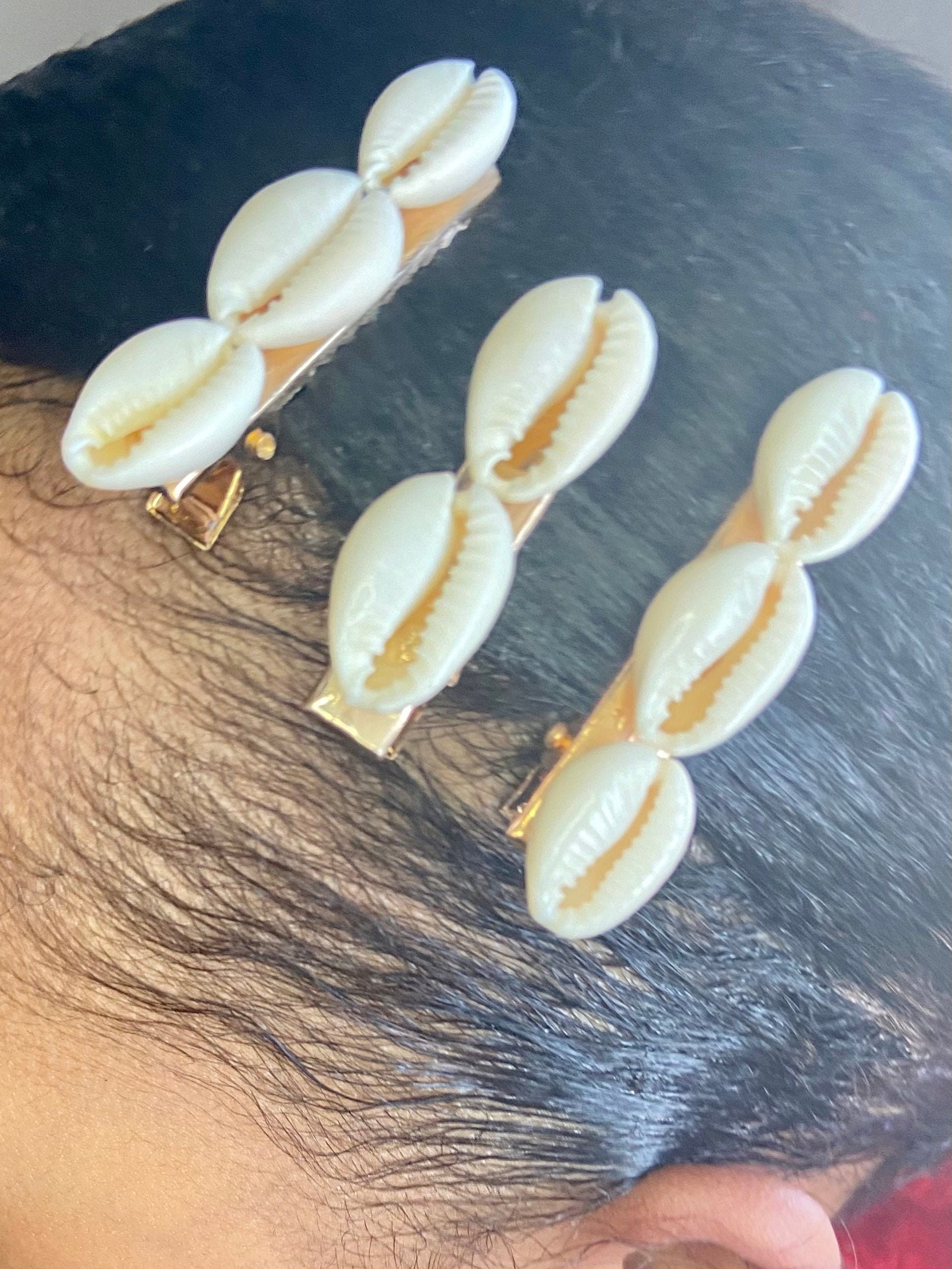 3 PACK Cowrie Shell Hair Clips African Cowrie Shell Hair Etsy