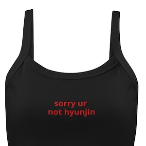 Stray Kids SKZ „przepraszam, nie jesteś Hyunjinem” haftowany skrócony top bez rękawów