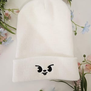 Stray Kids SKZ Lee Know Skzoo Leebit Face Embroidered Grey Cuffed Beanie