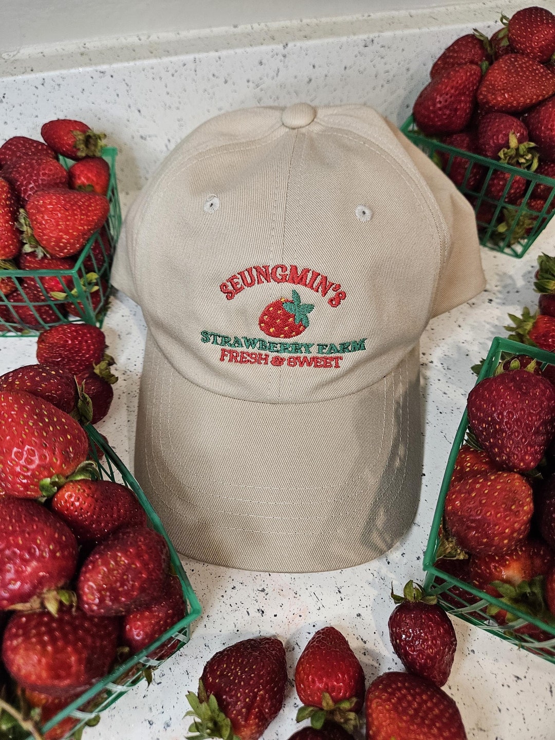 Stray Kids SKZ Kim Seungmin's Strawberry Farm Embroidered Dad Cap