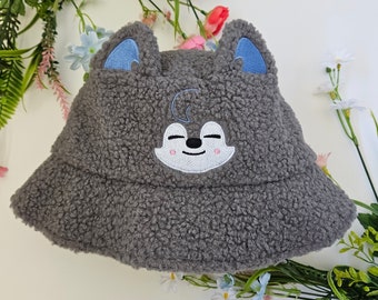Stray Kids SKZ Skzoo Bang Chan Wolfchan Fluffy Embroidered Bucket Hat with Ears!
