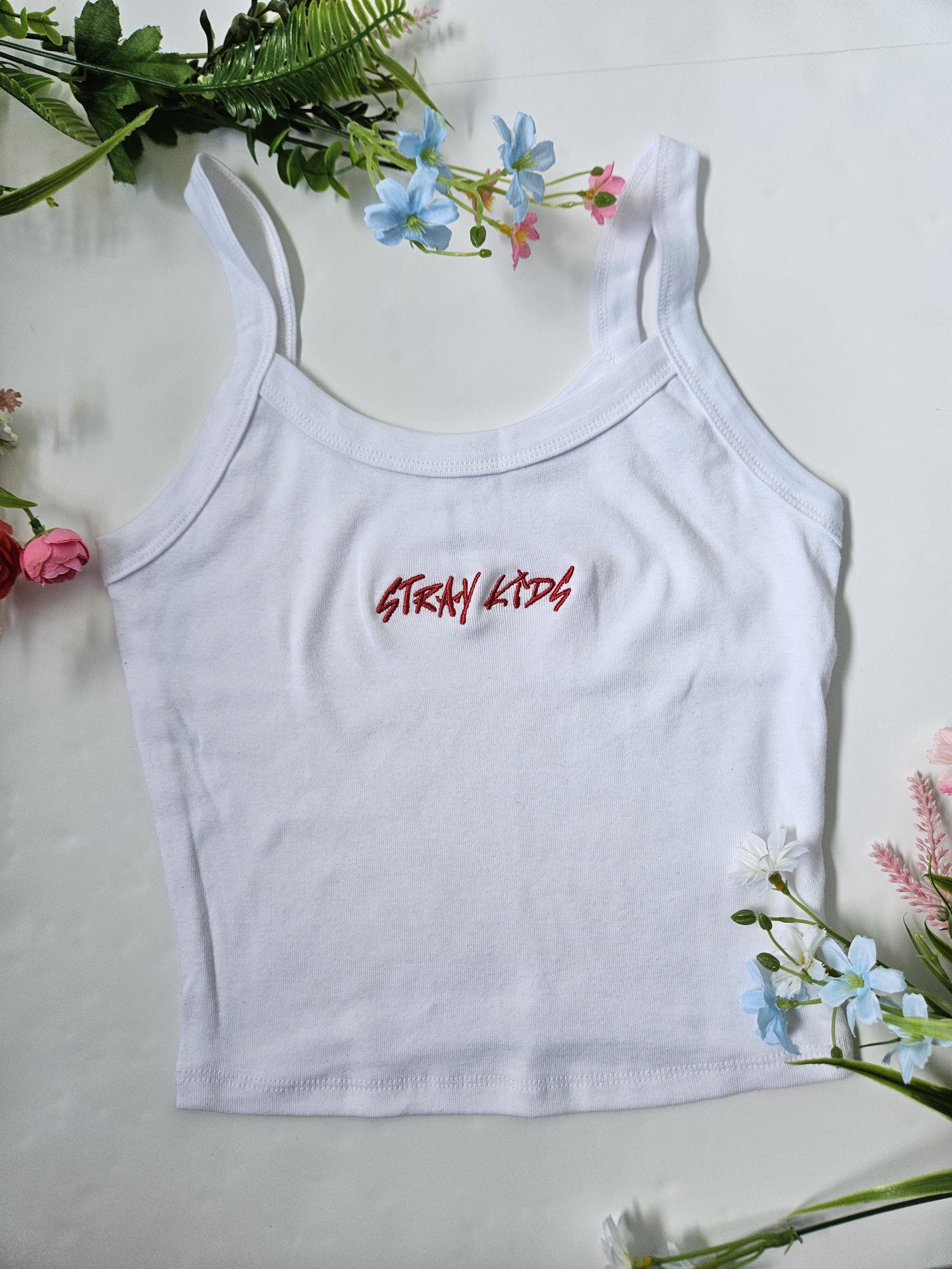 Stray Kids SKZ Embroidered Cropped Tank Top - Etsy