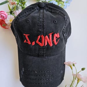 Stray Kids Han Jisung J.One 3RACHA Broderad Distressed Dad Hat Keps