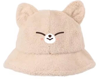 PREORDER - Shipping Late May - Stray Kids SKZ Skzoo Yang Jeongin IN FoxI.Ny Foxlny Fluffy Embroidered Bucket Hat with Ears!