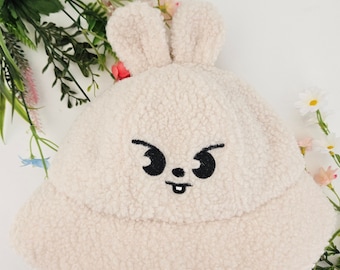 Stray Kids SKZ Skzoo Lee Know Leebit Fluffy Embroidered Bucket Hat with Ears!