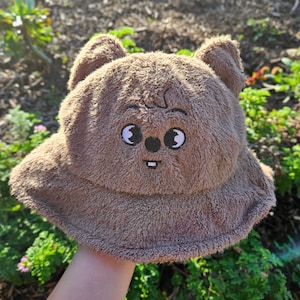 PREORDER - Shipping Early May - Stray Kids SKZ Skzoo Han Jisung Quokka Fluffy Embroidered Bucket Hat with Ears!