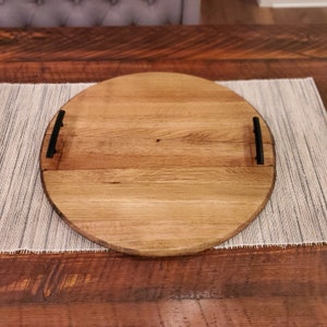 Bourbon barrel lazy susan. Finished with several layers of tung oil for durable and food safe beautiful finish.