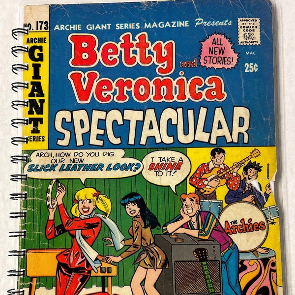 Retro Vintage Comic Book Journals & Notebooks – Betty and Veronica – Archie - No. 173 - Handmade - White Paper – Recycled