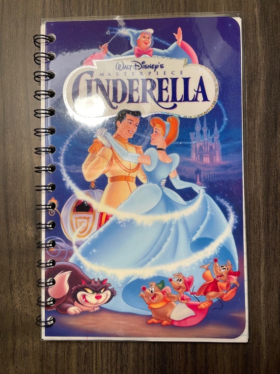 Retro Vintage Movie Journals & Notebooks - Disney Cinderella - Large VHS - Handmade - Multi-Color Paper - Recycled