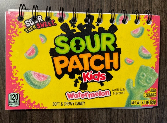 Foodie Journals & Notebooks - Sour Patch Kids Watermelon - White Lined Paper - Handmade - Recycled Boxes - Save the Earth