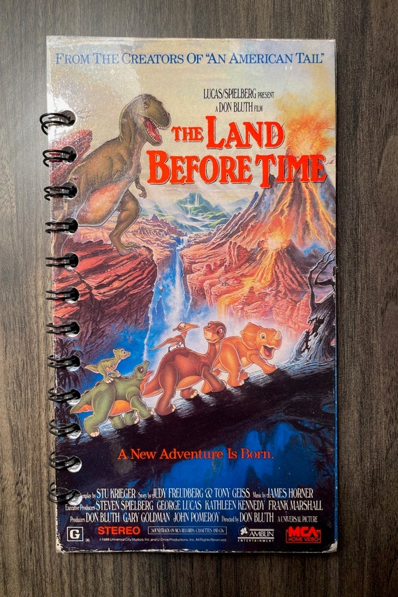 Retro Vintage Movie Journals & Notebooks - Land Before Time - Dinosaurs - 80s - VHS - Handmade - Lined White - Recycled