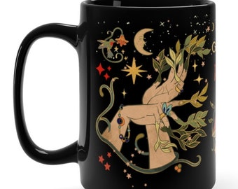 Green Witch Mug, Mushroom Coffee Mug, Moon and Stars Mug, Nature Witch Decor, Witchy Coffee Cup, Which Witch Series, Vine Mug