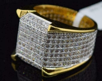Classic Men's Engagement Ring,Signet Men's Ring,Weddings Band For Men,Stunning Diamond Ring For Men,Anniversary Gift Ring For Men