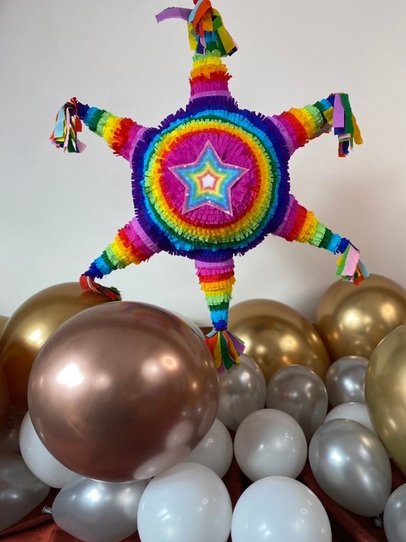 Foil Star Pinata With Blindfold And Bat For Kids Birthday Star Shape