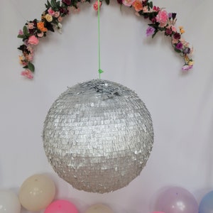 Disco ball Piñata, this shimmering mirror ball will compliment your disco party décor and is a fun party game for adults and children image 7