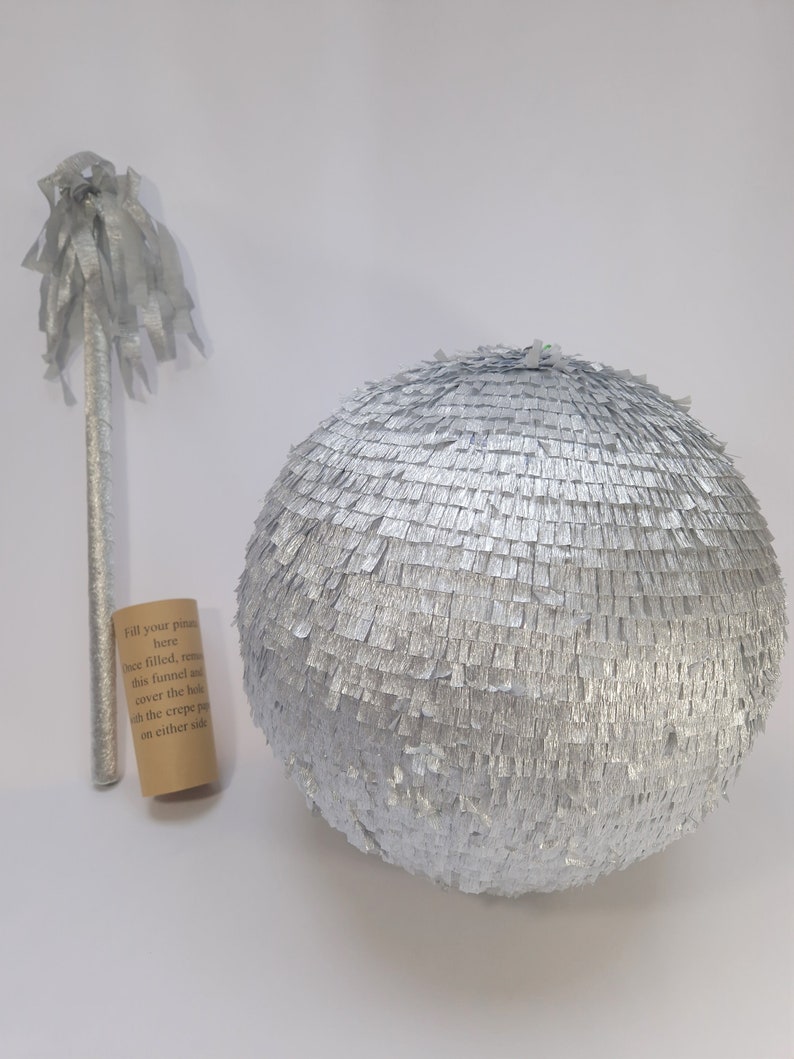 Disco ball Piñata, this shimmering mirror ball will compliment your disco party décor and is a fun party game for adults and children image 5