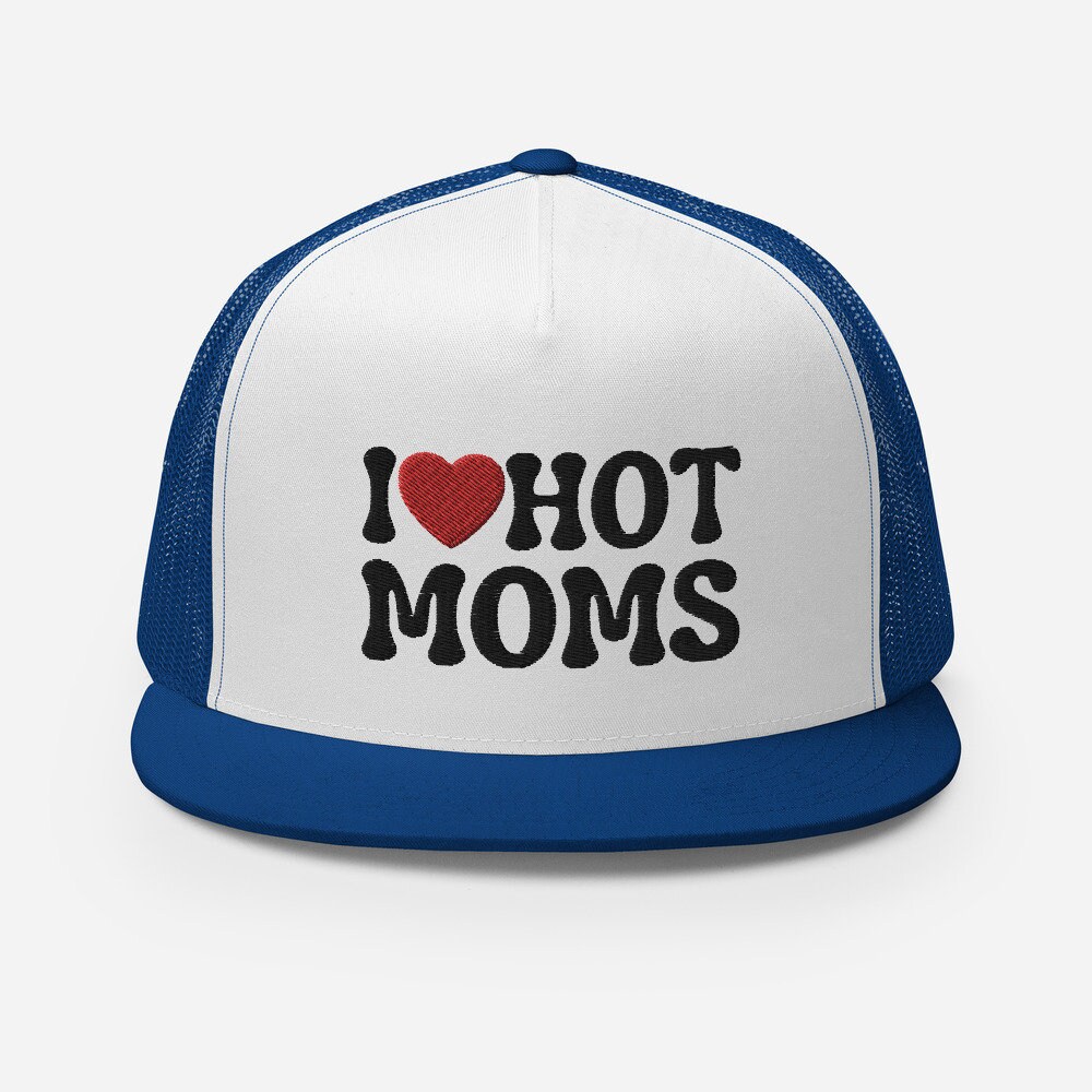 I Heart Hot Moms Adjustable Trucker Hat 