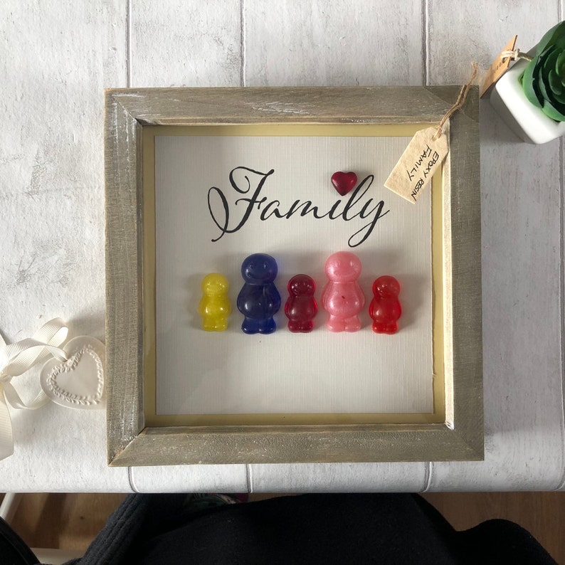 Jelly Baby Resin Framed Picture 2 Children & 2 Adults housewarming