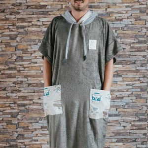 Handmade Bamboo Poncho For Him, Surf Poncho Changing Robe, Hooded Towel, Surf Hoodie Swim Parka, Custom Made Poncho