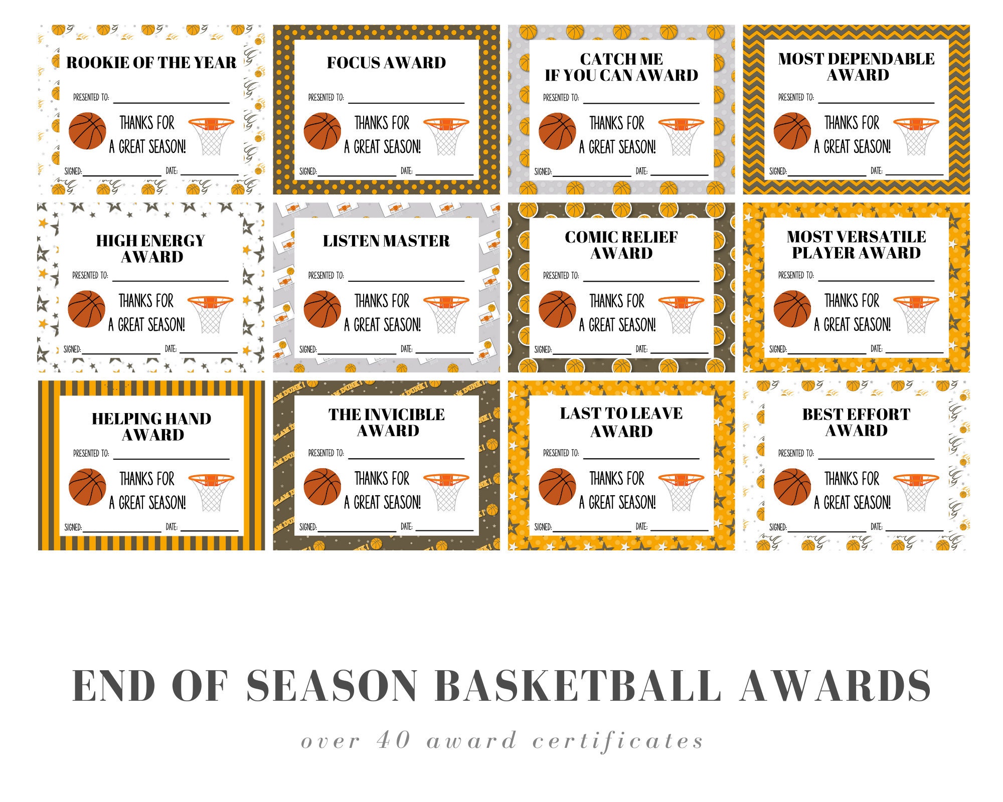End of Season Basketball Award Certificates 30 Basketball - Etsy End of Season Basketball Award Certificates 30 Basketball - Etsy