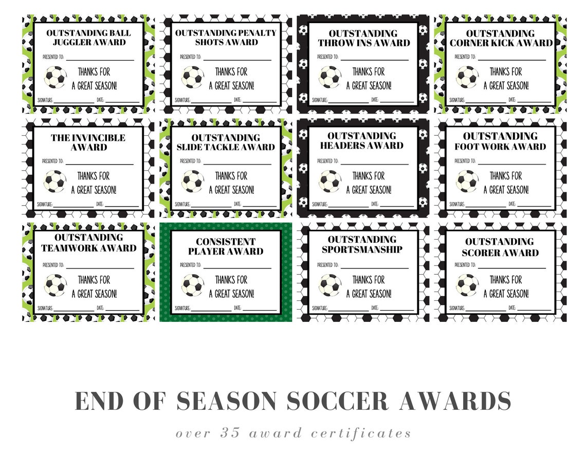 End of season soccer award certificates 30 soccer etsy uk