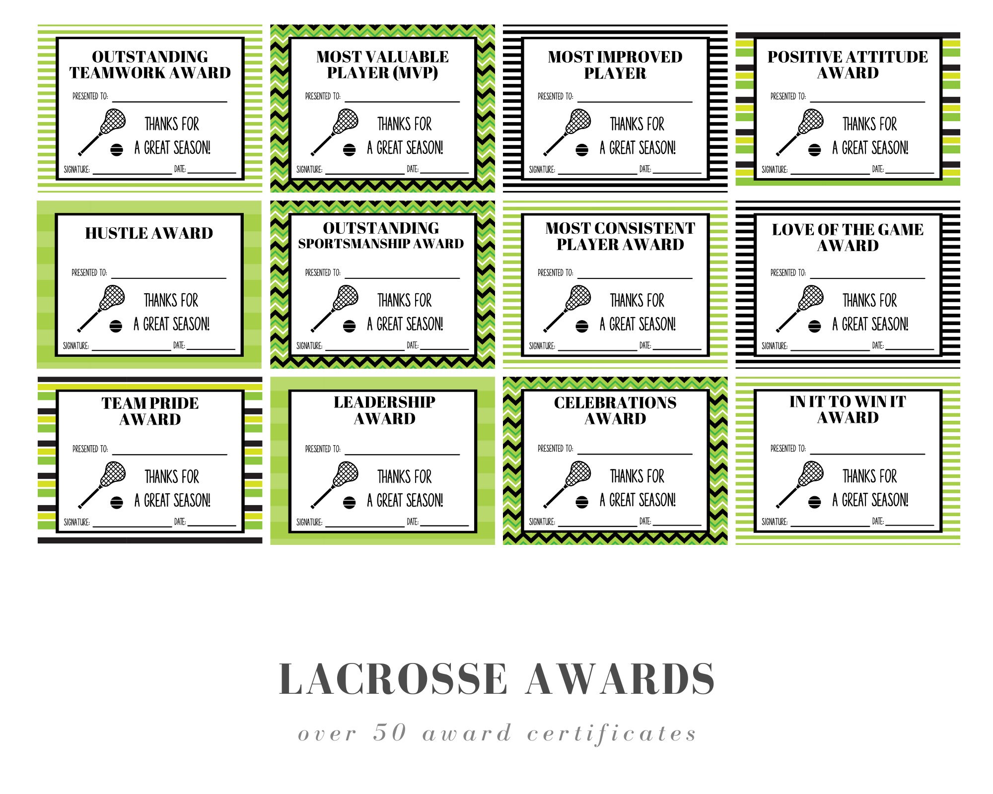 Lacrosse Award Certificates Etsy