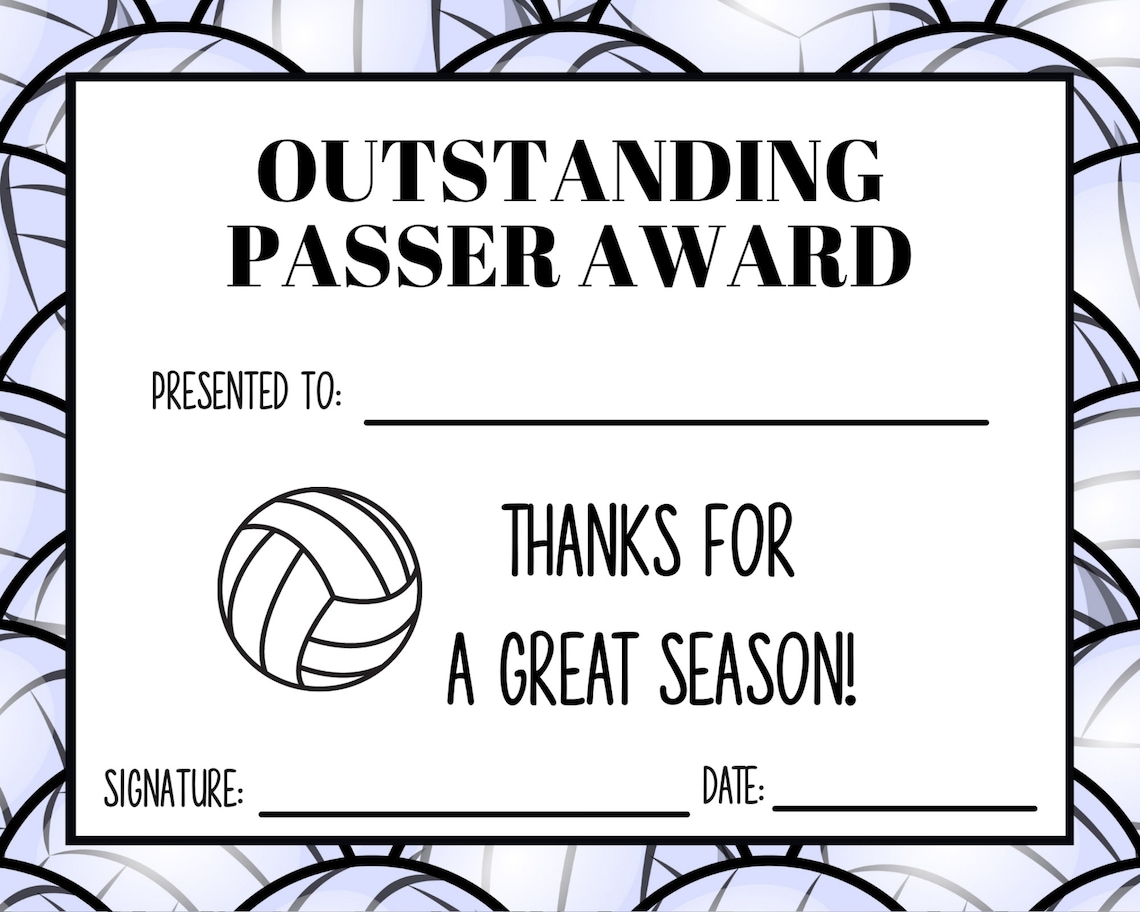 End of Season Volleyball Award Certificates 30 Volleyball Etsy